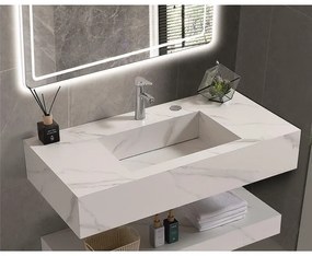 Мивка за баня PIETRA » ICL 12049/100W, стенен монтаж, кварц, бял мат, 100x50x18см