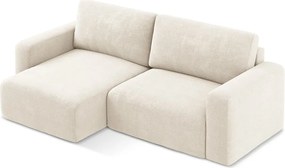 Кремав шенилов сгъваем/с място за съхранение ъглов диван (ляв ъгъл) Kona – Makamii