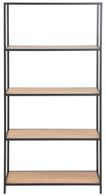 Черна/естествена библиотека от декор от дъб 77x150 cm Seaford – Actona