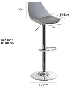 Сиви бар столове в комплект от 2 бр. с регулируема височина от имитация на кожа (височина на седалката 56,5 cm) – Casa Selección