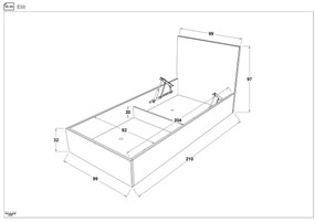 Тапицирано легло за матрак 90/200 Елит