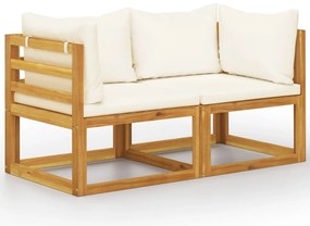 3068852 vidaXL 2-местна градинска пейка с кремавобели възглавници