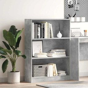 857838 vidaXL Библиотека, бетонно сива, 80x24x109 см, инженерно дърво