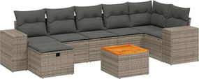3265183 vidaXL Градински комплект диван с възглавници 8 части сив полиратан