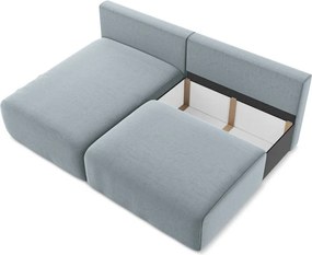 Син кадифен сгъваем/с място за съхранение ъглов диван (ляв ъгъл) Kalena – Makamii