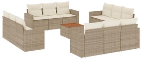 3256387 vidaXL Градински комплект диван с възглавници 13 части бежов полиратан