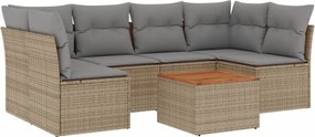 3255891 vidaXL Градински диван с възглавници 7 части бежов микс полиратан