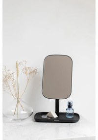 Огледало с поставка за принадлежности Brabantia ReNew 1004184, 28.3х20х12.6 см, Неплъзгаща се основа, 360° регулиране, Тъмносив