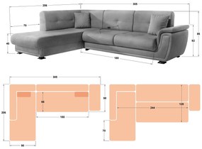 Разтегателен ъглов диван + клик-клак механизъм Принцес II