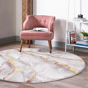 Светлосив и златен кръгъл килим подходящ за пране и за прахосмукачки роботи ø 100 cm Comfort – Mila Home