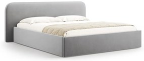 Светлосиво двойно тапицирано легло с място за съхранение с включена подматрачна рамка 180x200 cm Elizabeth – Micadoni