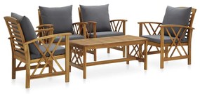 3057994  5 Piece Garden Lounge Set with Cushions Solid Acacia Wood (310265+2x310268)