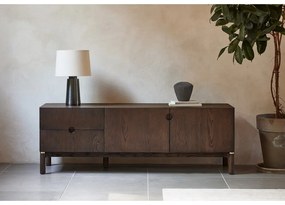 Тъмнокафява маса за телевизор от декор от дъб 160x55 cm Arun – Unique Furniture