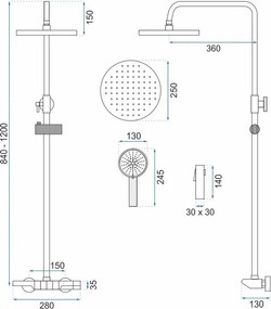 Комплект за душ REA Savio Led Black