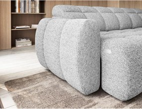 Светлосив разтегателен ъглов диван с място за съхранение от букле (десен ъгъл L форма) Falconn – ELTAP