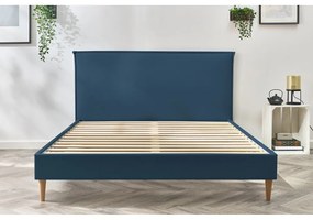 Синьо тапицирано двойно легло с решетка 160x200 cm Sary - Bobochic Paris