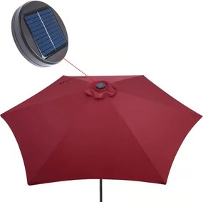 Градински LED соларен алуминиев чадър Miami - 270 см, червен, UV 80+