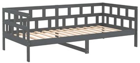 820214 vidaXL Дневно легло, сиво, борово дърво масив, 80x200 см