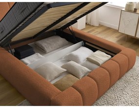 Оранжево двойно тапицирано легло с място за съхранение с включена подматрачна рамка 160x200 cm Denali – Bobochic Paris