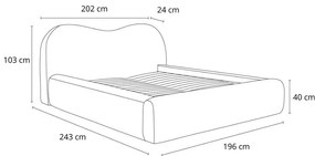 Оранжево тапицирано двойно легло с място за съхранение с включена подматрачна рамка 160x200 cm Orlane – Bobochic Paris