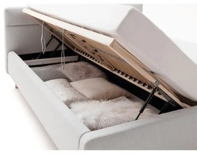 Светлосиво двойно легло 160x200 cm тапицирано с място за съхранение с включена подматрачна рамка Lotte – Meise Möbel