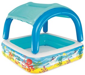 91619 Bestway Детски басейн с навес, 140x140x114 см, син, 52192