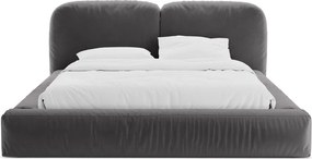 Сиво двойно легло 200x200 cm тапицирано с място за съхранение с включена подматрачна рамка Martina – Micadoni