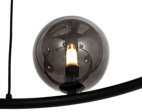 Черен висящ аплик с опушено стъкло кръгъл 8-светлина - Monaco