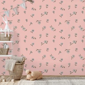 Тапет – Розов фон с бели цветчета