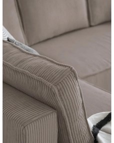 Бежов разтегателен ъглов диван от рипсено кадифе (ляв ъгъл/"U" форма) Brave Dave – Miuform