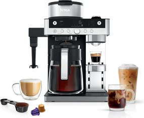 Еспресо машина Ninja Prestige CFN802EU, 1650W, 19 bar, 1.8 л, 10 размера, 3 режима, DualBrew, Nespresso, Инокс