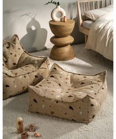 Светлокафяв детски пуф от букле и шенил Terrazzo Square – Wigiwama