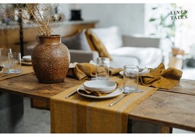 Ленена покривка 200x200 cm Amber Bronze Stripes – Linen Tales