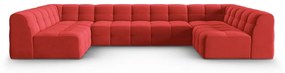 Ъглов диван от червено кадифе (U-образен) Kendal - Micadoni Home