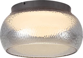 Art Deco Ceiling Lamp Gunmetal with Smoke Glass Incl. 3-Step Dimmable LED - Thimble
