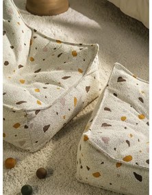 Бял детски пуф от букле и шенил Terrazzo Square – Wigiwama