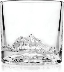 Комплект чаши за уиски LIITON 1009930 Mount Rainier, 260 мл, 2 бр, Удебелени стени, 3D дъно с форма на Връх Рейниър, Прозрачен