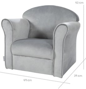 Светлосиво кадифено бебешко столче Lil Sofa - Roba