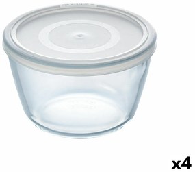 Кръгла Кутия за Обяд с Капак Pyrex Cook & Freeze 1,1 L 15 x 15 x 10 cm Прозрачен Силикон Cтъкло (4 броя)