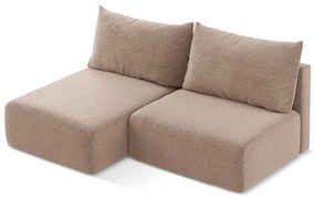 Светлокафяв разтегателен ъглов диван с място за съхранение (ляв ъгъл) Kalena – Makamii