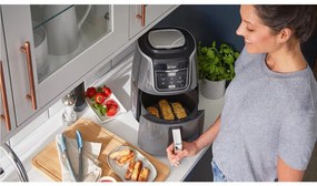 Фритюрник с горещ въздух Ninja AF160EU, 2470W, 5.2 л, 6 програми, Max Crisp, Сив