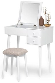 Бяла тоалетка с огледало, кутия за бижута и 2 чекмеджета Красота - Bonami Essentials