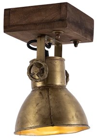 Индустриален таванен прожектор бронз с дърво 18 см - Mangoes