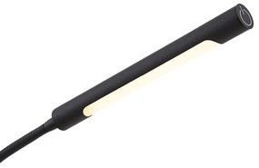 Модерна подова лампа черна вкл. LED 3-степенно димируема акумулаторна - Statler