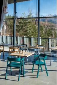 Трапезен стол с подлакътници от масивен дъб в петролен цвят Flip – Gazzda