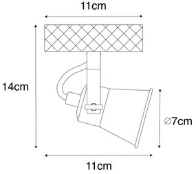 Ръстичен прожектор черен с дърво регулируем - Jelle