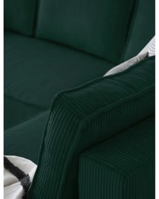 Тъмнозелен разтегателен ъглов диван от рипсено кадифе (десен ъгъл/"U" форма) Brave Dave – Miuform