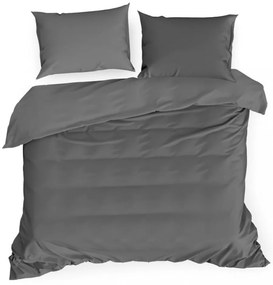 Луксозно спално бельо от памучен сатен в тъмносив цвят 3 части: 1бр 180х200 + 2бр 70 смх80