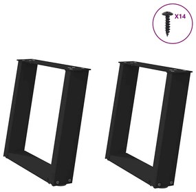 4012764 vidaXL Крака за масичка за кафе, U-образни, 2 бр., черни, 50 x (42-43) см, стомана