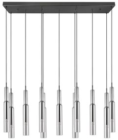 LED висящо осветително тяло със стъклен абажур в черно-сребристо Lucent - Trio Select